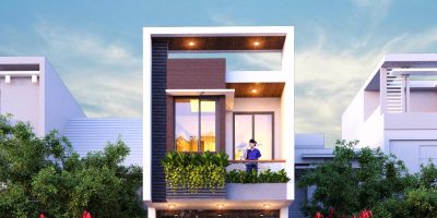 Phối cảnh mặt tiền mẫu nhà phố 2 tầng 5x15m